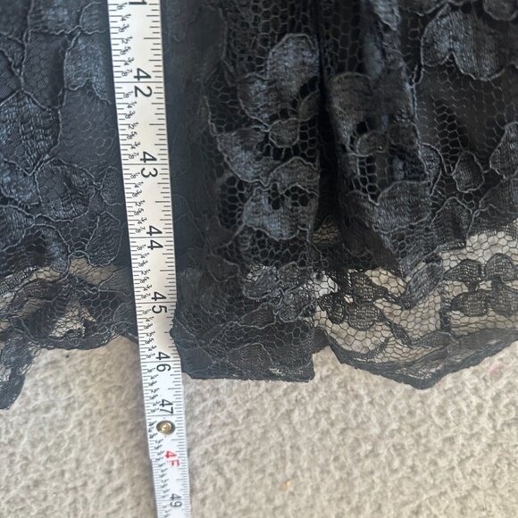 Vintage 80s Lace Gown Boat Neck Off Shoulder Pettiskirt Witchy Goth - Picture 5 of 14